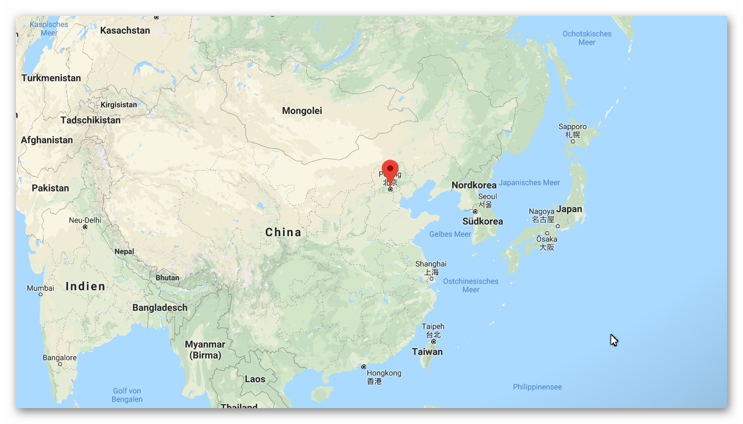China und Japen auf der Karte
